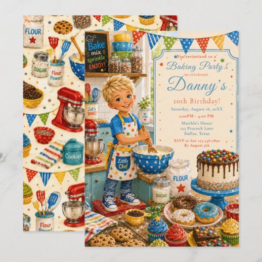 Invitation Anniversaire de cuisson pour enfants (Devant / Derrière)