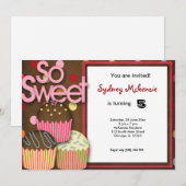 Invitation Anniversaire de Cupcake (Devant / Derrière)