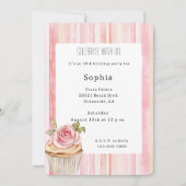 Invitation Anniversaire de Cupcake à la rose rose jolie (Devant)
