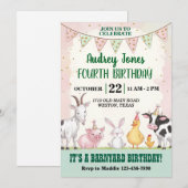 Invitation Anniversaire de Cute Barnyard (Devant / Derrière)