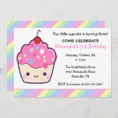Invitation Anniversaire de Cute Cupcake (Devant / Derrière)