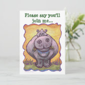 Invitation Anniversaire de Cute Hippopotamus (Debout devant)