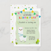 Invitation Anniversaire de Cute Llama (Devant / Derrière)