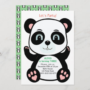 Invitation Anniversaire de Cute Panda Bear