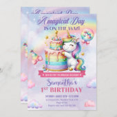 Invitation Anniversaire de Cute Unicorn (Devant / Derrière)
