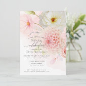 Invitation Anniversaire de Dahlia pour Son Invitat floral ros (Debout devant)