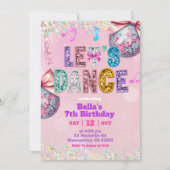Invitation Anniversaire de danse avec des sequins roses et pa (Devant)