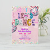 Invitation Anniversaire de danse avec des sequins roses et pa (Debout devant)