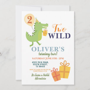 Invitation Anniversaire de deux crocodiles sauvages 2ème 2 fê