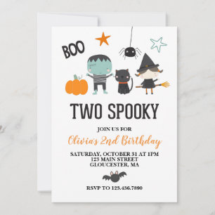 Invitation Anniversaire de deux enfants effrayants Halloween 
