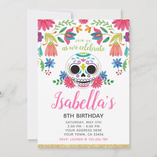 Invitation Anniversaire de Dia de los Muertos (Devant)