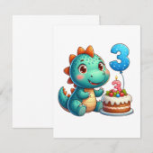 Invitation Anniversaire de Dino 3 ans (Devant / Derrière)