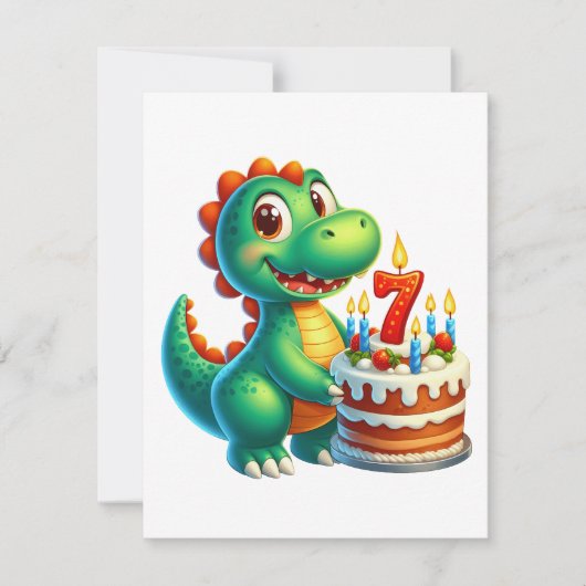 Invitation Anniversaire de Dino 7 ans (Devant)