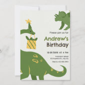 Invitation Anniversaire de dino vert (Devant)