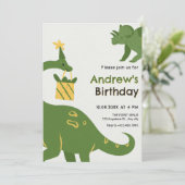 Invitation Anniversaire de dino vert (Debout devant)