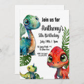 Invitation Anniversaire de Dinosaur (Devant / Derrière)