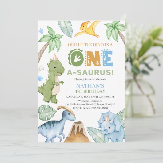 Invitation Anniversaire de Dinosaur (Debout devant)