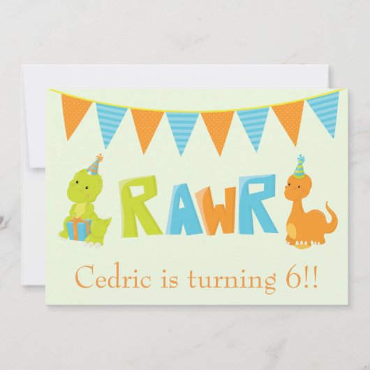Invitation Anniversaire de Dinosaur (Devant)