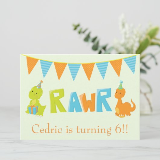 Invitation Anniversaire de Dinosaur (Debout devant)