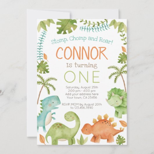 Invitation Anniversaire de Dinosaur (Devant)