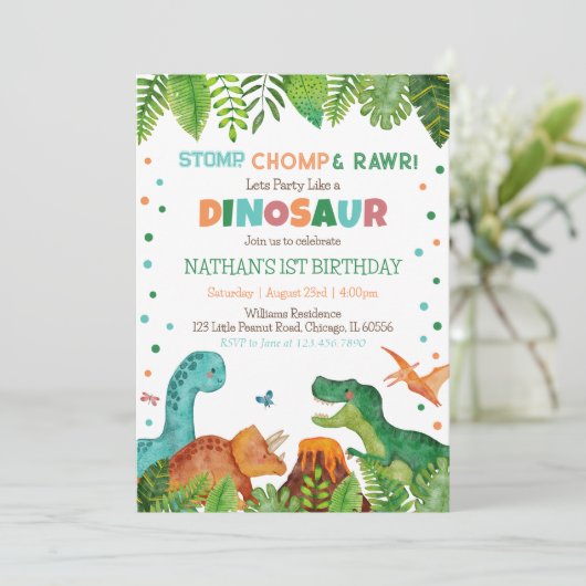 Invitation Anniversaire de Dinosaur (Debout devant)