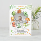 Invitation Anniversaire De Dinosaur Avec Option Photo (Debout devant)