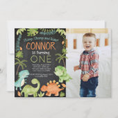 Invitation Anniversaire de Dinosaur avec photo (Devant)
