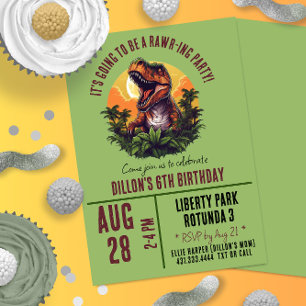 Invitation Anniversaire de Dinosaur Rawr