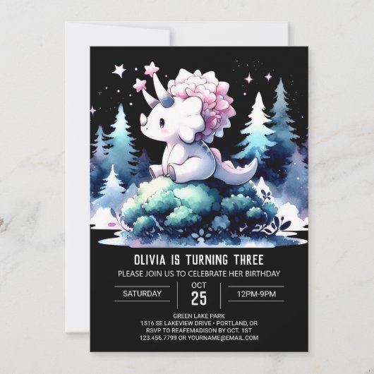 Invitation Anniversaire de Dinosaur Triceratops (Devant)