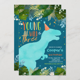 Invitation Anniversaire De Dinosaur Young Wild Et Trois Dinos
