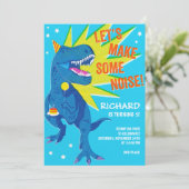 Invitation Anniversaire de dinosaure bleu joueur (Debout devant)