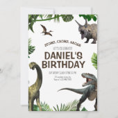 Invitation Anniversaire de dinosaure Jurassic Stomp Chomp et  (Devant)