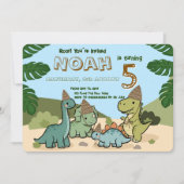 Invitation anniversaire de dinosaure mignon | Modi (Devant)