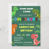 Invitation anniversaire de dinosaure modifiable (Devant)