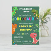Invitation anniversaire de dinosaure modifiable (Debout devant)