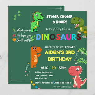 Invitation anniversaire de dinosaure modifiable