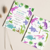 Invitation Anniversaire de Dinosaure Rose