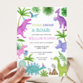 Invitation Anniversaire de Dinosaure Rose