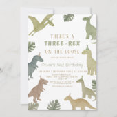 Invitation Anniversaire de dinosaure Trois garçons Rex (Devant)