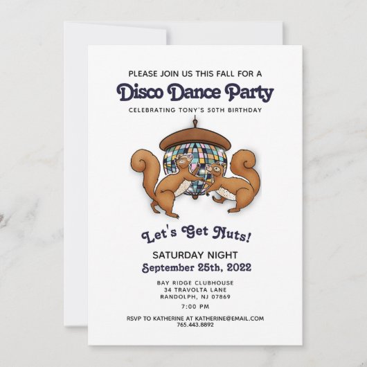Invitation Anniversaire de Disco Dance Squirrel (Devant)