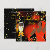 Invitation Anniversaire de Diva Pailleté Orange Jaune Fabuleu (Devant / Derrière)
