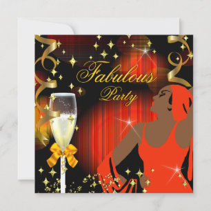 Invitation Anniversaire de Diva Pailleté Orange Jaune Fabuleu