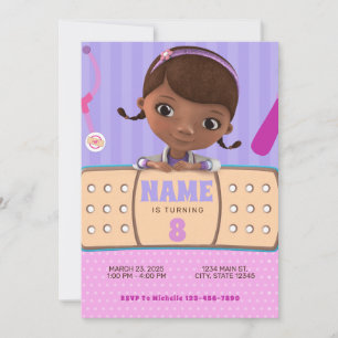 Invitation Anniversaire de Doc McStuffins Rose Violet