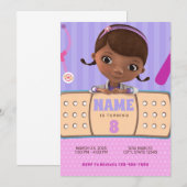 Invitation Anniversaire de Doc McStuffins Rose Violet (Devant / Derrière)