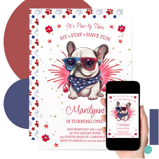 Invitation Anniversaire de Dog Let's Pawty 1 an