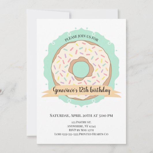 Invitation Anniversaire de Donut (Devant)