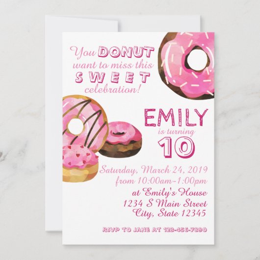 Invitation Anniversaire de Donut (Devant)
