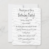 Invitation Anniversaire de Dorothy de l'édition originale du  (Dos)