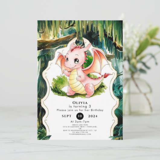Invitation Anniversaire de Dragon Simple Enchanted (Debout devant)