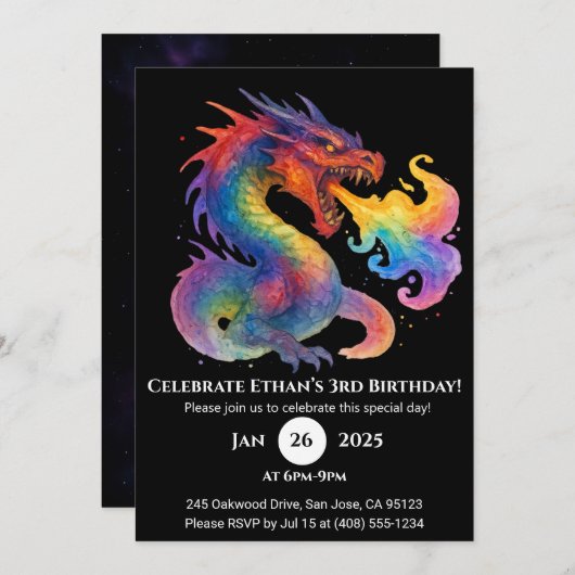 Invitation Anniversaire de Dragon Spiral (Devant / Derrière)
